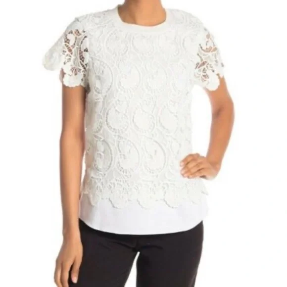 Ted Baker White Lace Short-Sleeve Blouse - Picture 1 of 11